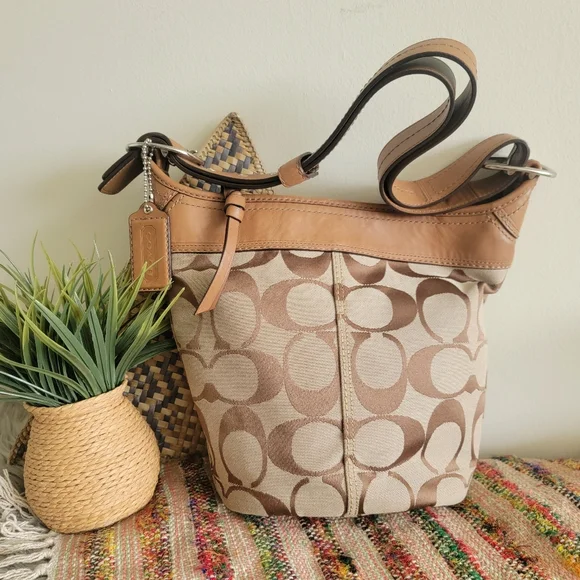 Coach Shoulder Bag bucket convertible crossbody bag Tan Vintage Style - Picture 5 of 12